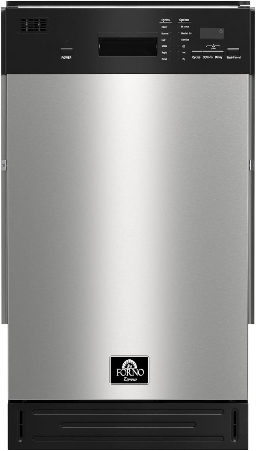 FORNO Polo 18" Built-in Dishwasher, 8 Place Settings – Stainless Steel Tub – Energy-Efficient Quiet Operation – Adjustable Racks, LED Lighting & Touch Controls – FDWBI8041-18S