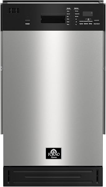 FORNO Polo 18" Built-in Dishwasher, 8 Place Settings Stainless Steel Tub Energy-Efficient Quiet Operation Adjustable Racks, LED Lighting & Touch Controls FDWBI8041-18S
