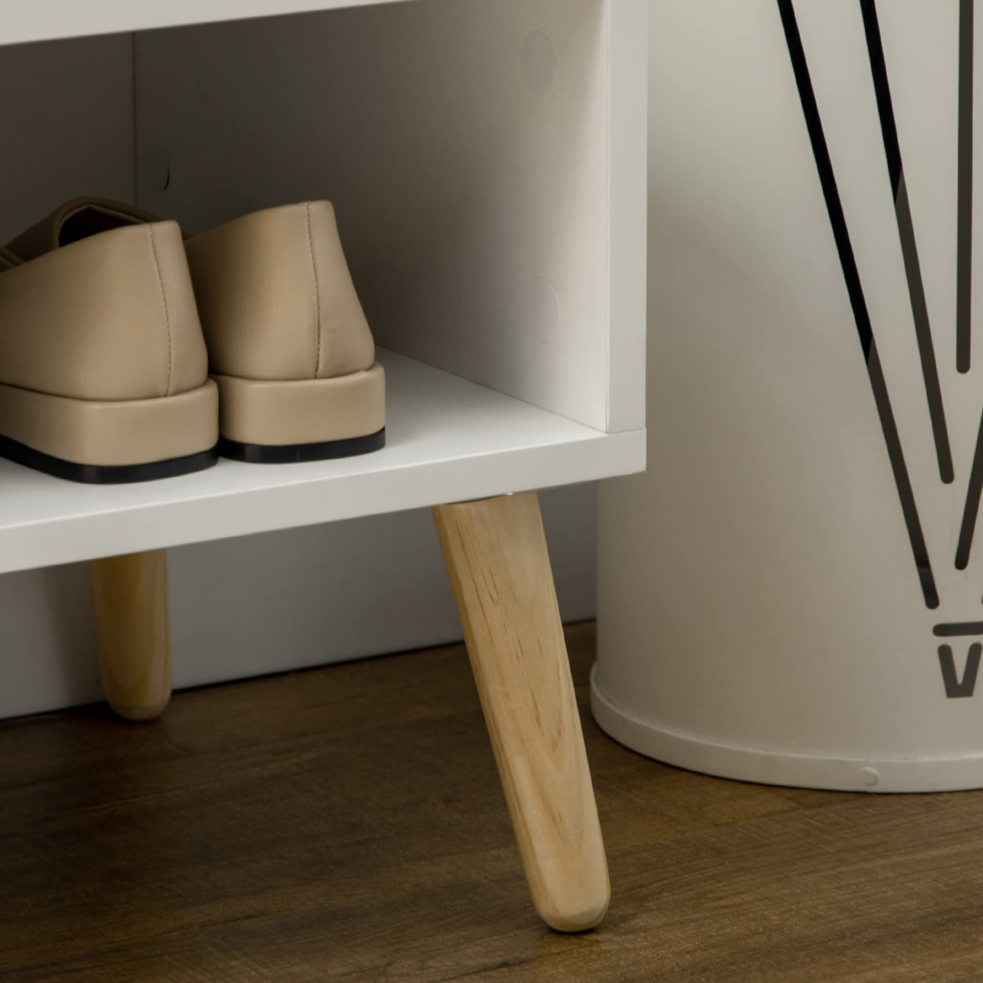 HOMCOM Panca Scarpiera da Ingresso Salvaspazio con Seduta Imbottita, Ripiano Aperto e Armadietto per 4 Paia di Scarpe, Corridoio, Camera da letto, Soggiorno in Legno, 80x33x49cm, Bianco