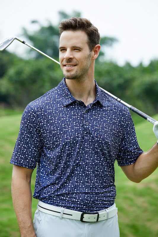 Image of Damipow Premium Golf Shirts for Men Dry Fit Performance Polo Short Sleeve Collared Shirt