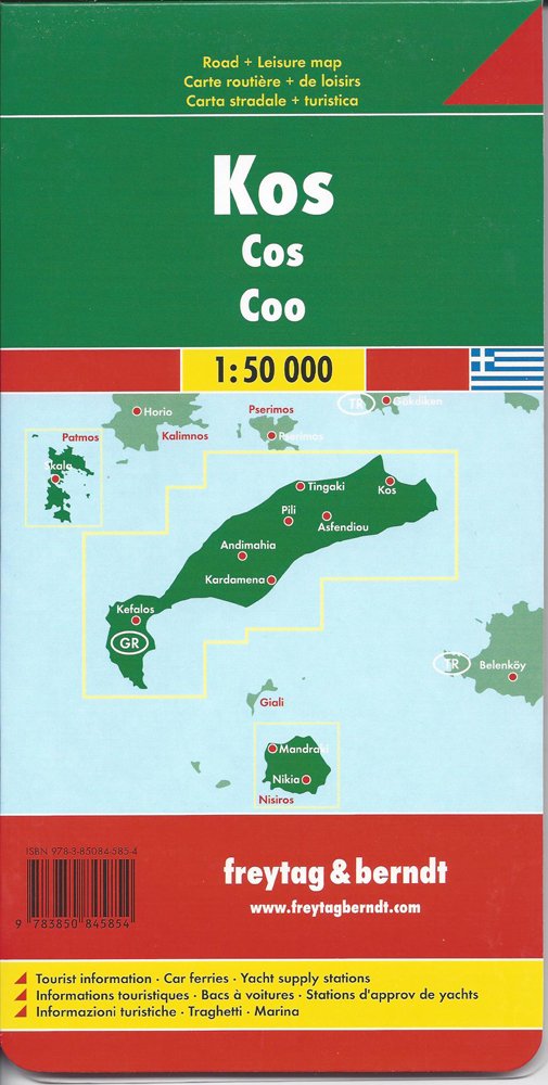 Kos Map: Toeristische wegenkaart 1:50 000