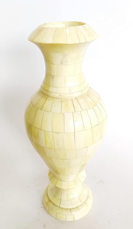 kaka jiji handicraft Antique White Acroylic Showpiece Flower Pot I Home Decoration I Best for Gifting I Office Decoration Item I Study Table Decoration