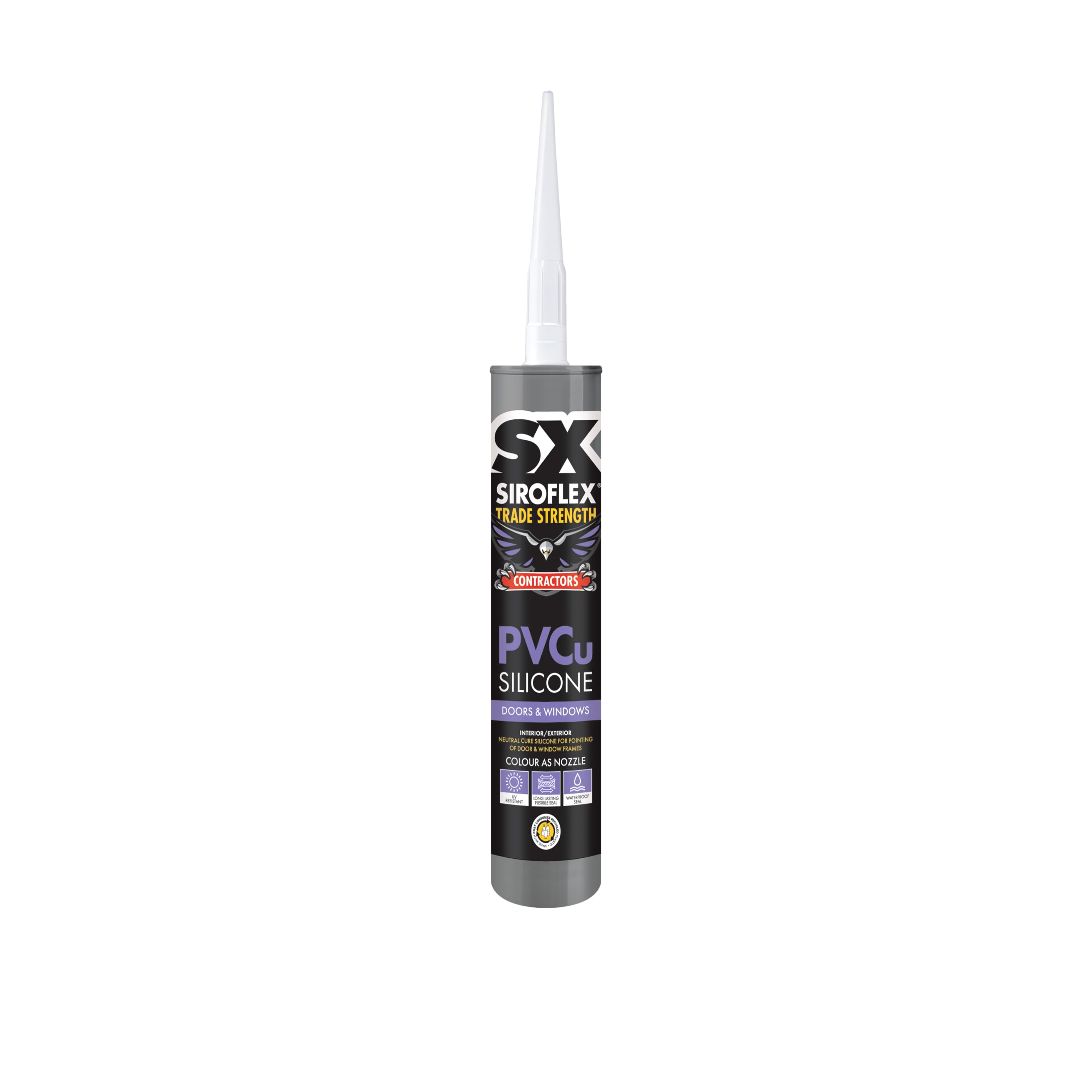SX Clear PVCu Silicone 300ml - Neutral Curing - Window and Door Frame Sealant - Indoor and Outdoor - UV, Water and Moisture Resistant