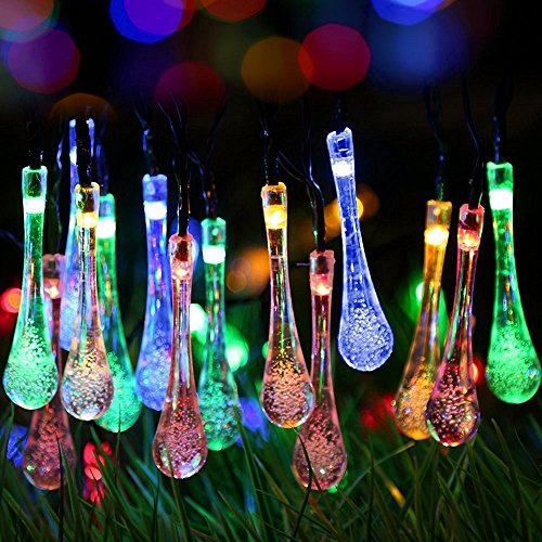 Solar Outdoor String Lights, Waterproof Water Drop Style/Crystal Ball 6m 30 LEDs Bubble Solar String Light Lamp Decors for Christmas, Garden, Xmas, Patio, Yard, Home, Christmas Tree, Party