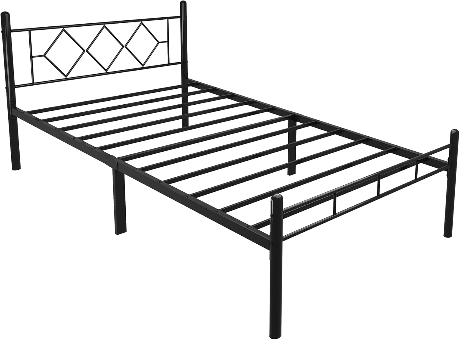 14 Inch Twin XL Size Bed Frame No Box Spring Needed,Metal Platform with Headboard and Footboard,Heavy Duty Slats Support Easy Assemble Noise Free(Black and Rhombus) - Image 7
