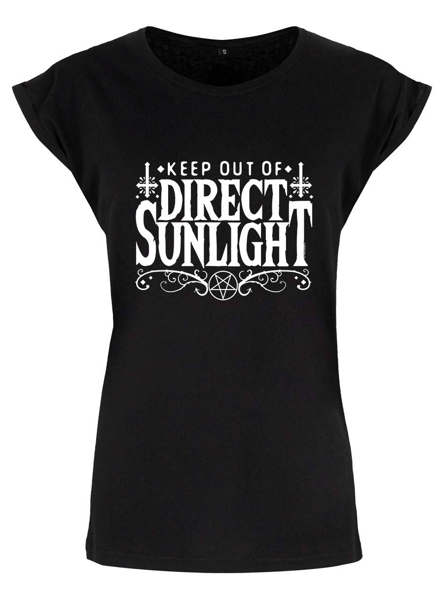 Grindstore Women's Black T-Shirt Keep Out Of Direct Sunlight Premium