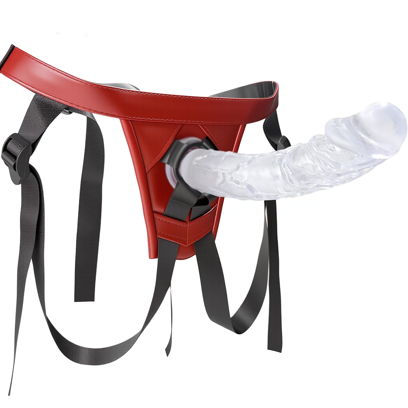 Strap On-Harness Lesbiche, Masturbatore Cintura con Cinghia Lesbica, Kit Realistico Strap On per Uomini e Donne Ventosa con Cintura, Dildo Realistici Sex Toys Anali, con Dildo Trasparente da 21.5cm, L