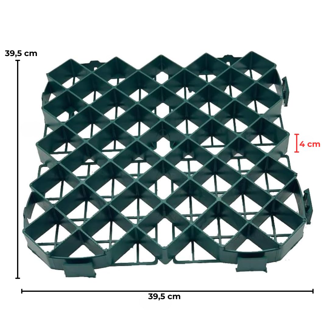 EINSIDE Salvaprato grigliato erboso, Griglia prato HDPE, 7 pezzi (1,1 m²) | Protezione prato carrabile, Resistenza certificata fino a 200 ton/m²