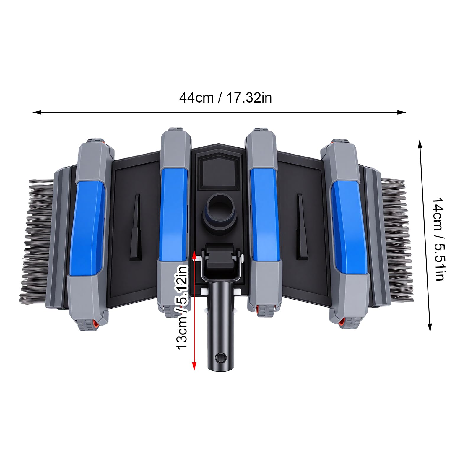 Asixxsix Cabezal de Aspiradora para Piscina, Limpiador Pesado de 14 Pulgadas con Cepillos Laterales Inferiores, Ruedas Giratorias, para Piscinas Enterradas sobre el Suelo
