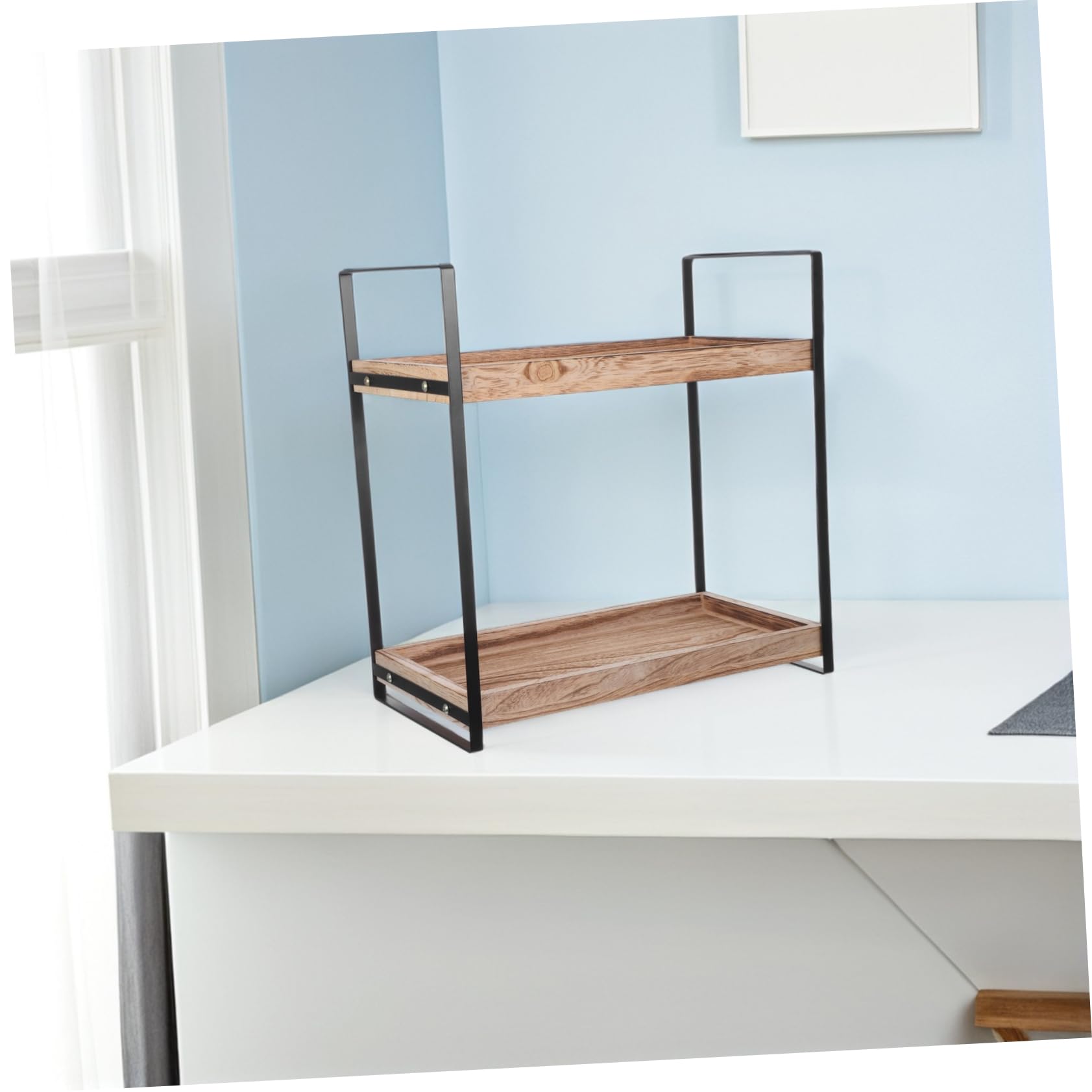 Abaodam Holzregal Für Arbeitsplatte Stehendes Gewürzregal Als Küchenregal Schreibtischregal Eckregal Aus Holz Kosmetikregal Für Badezimmer Badezimmer-organizer Als Toilettenartikelregal