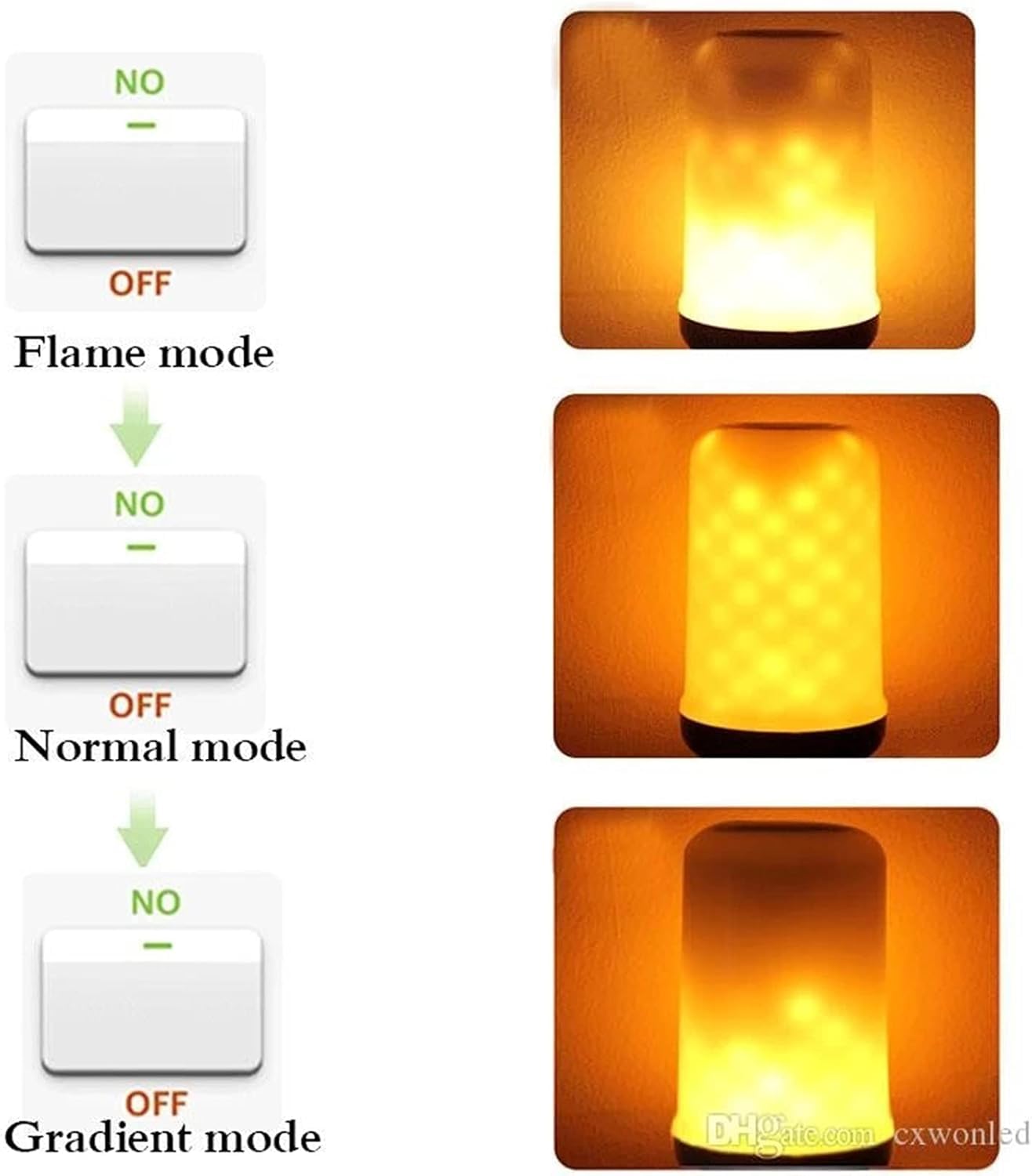 LED E27 Lampes à Flamme 15W 85-265V 4 Modes Ampoule LED Effet de Flamme Ampoule Scintillante Emion Feu Lumière (5 pièces), E14