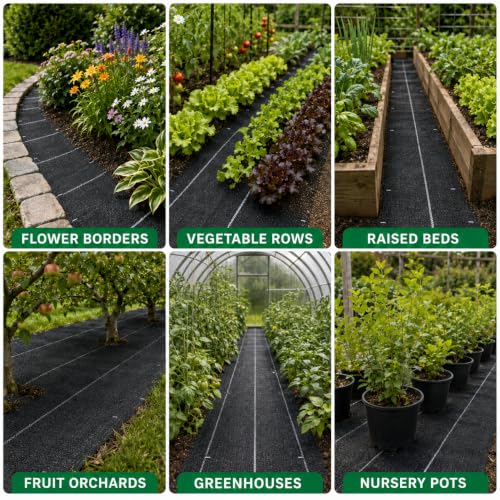 Image of Weed Barrier Fabric, 4FTx100FT Heavy Duty Landscape Fabric with 20 U-Shaped Securing Pegs, 3.2OZ Geotextile Ground Cover, Woven Weed Block for Gardening, Landscaping, Driveway