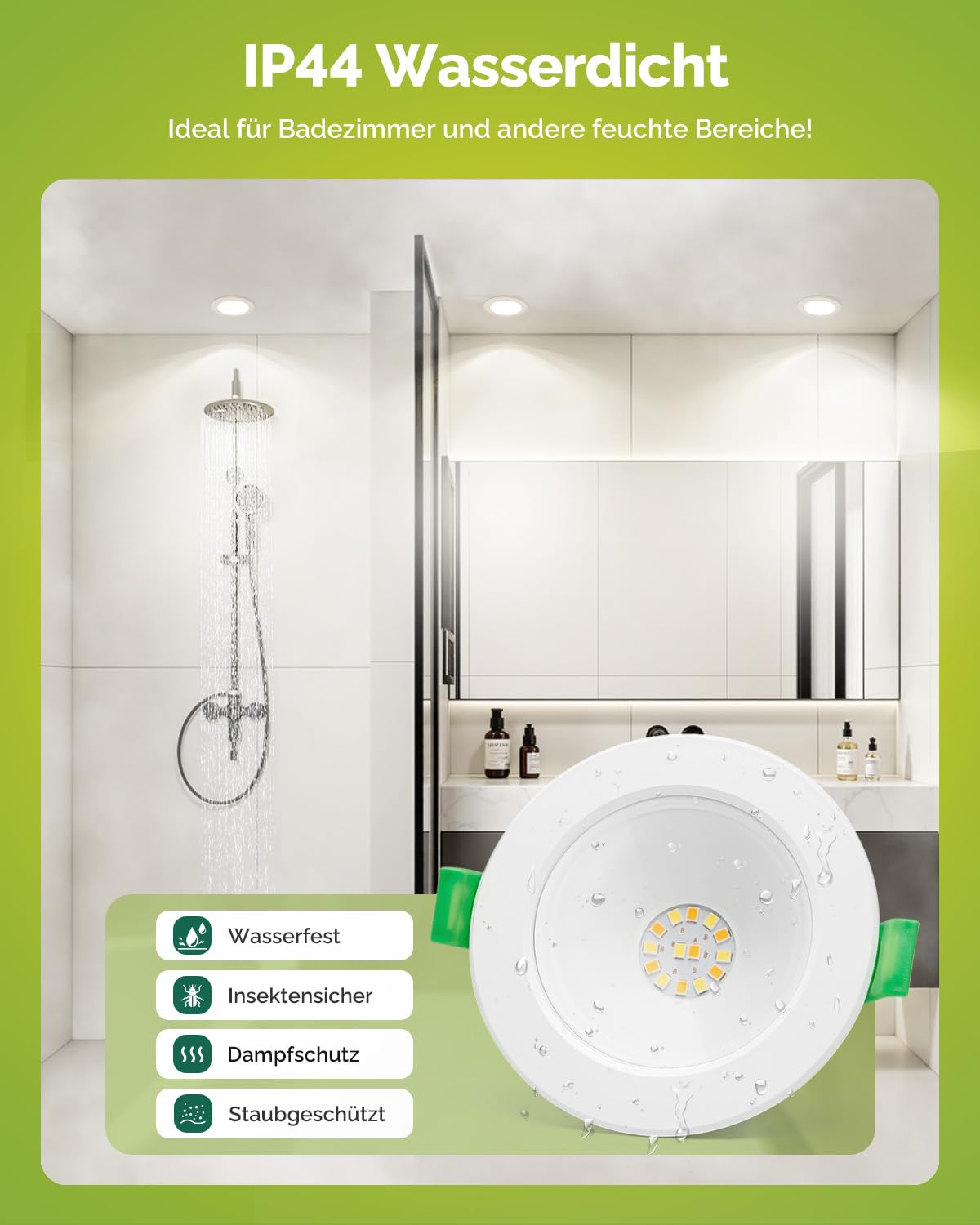 Fondiiz 12er LED Einbaustrahler 230V 5W 690lm, Led Spots 230v Warmweiß Neutralweiß Kaltweiß, 75-90mm Lochmaß, IP44 Spots Deckenleuchte LED Deckenspots Flach für Badezimmer Küche Wohnzimmer