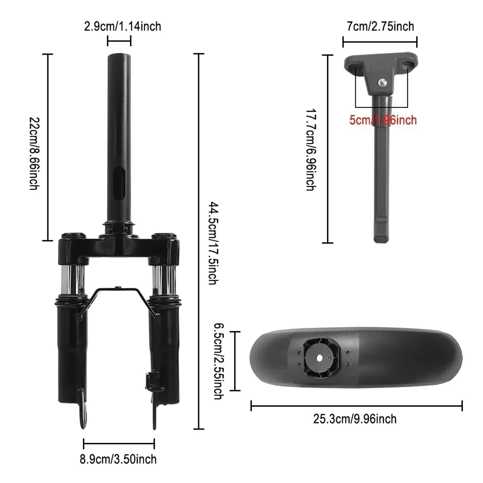 Amortiguador Delantero Compatible con Patinete eléctrico Ninebot MAX Pro, suspensión Delantera con Kit de Guardabarros y Soporte for pies, Piezas compartidas KickScooter