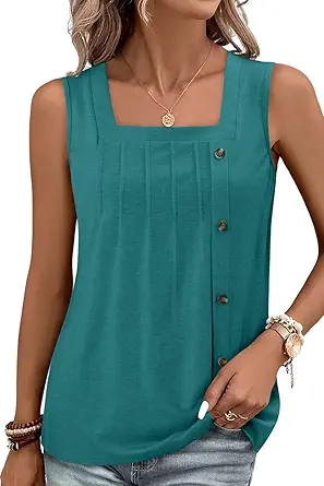 KISSMODA Womens Boho Tops for Summer Sleeveless Tanks Loose Fit Casual Blouse Daily Shirts for Leggings (S-3XL)