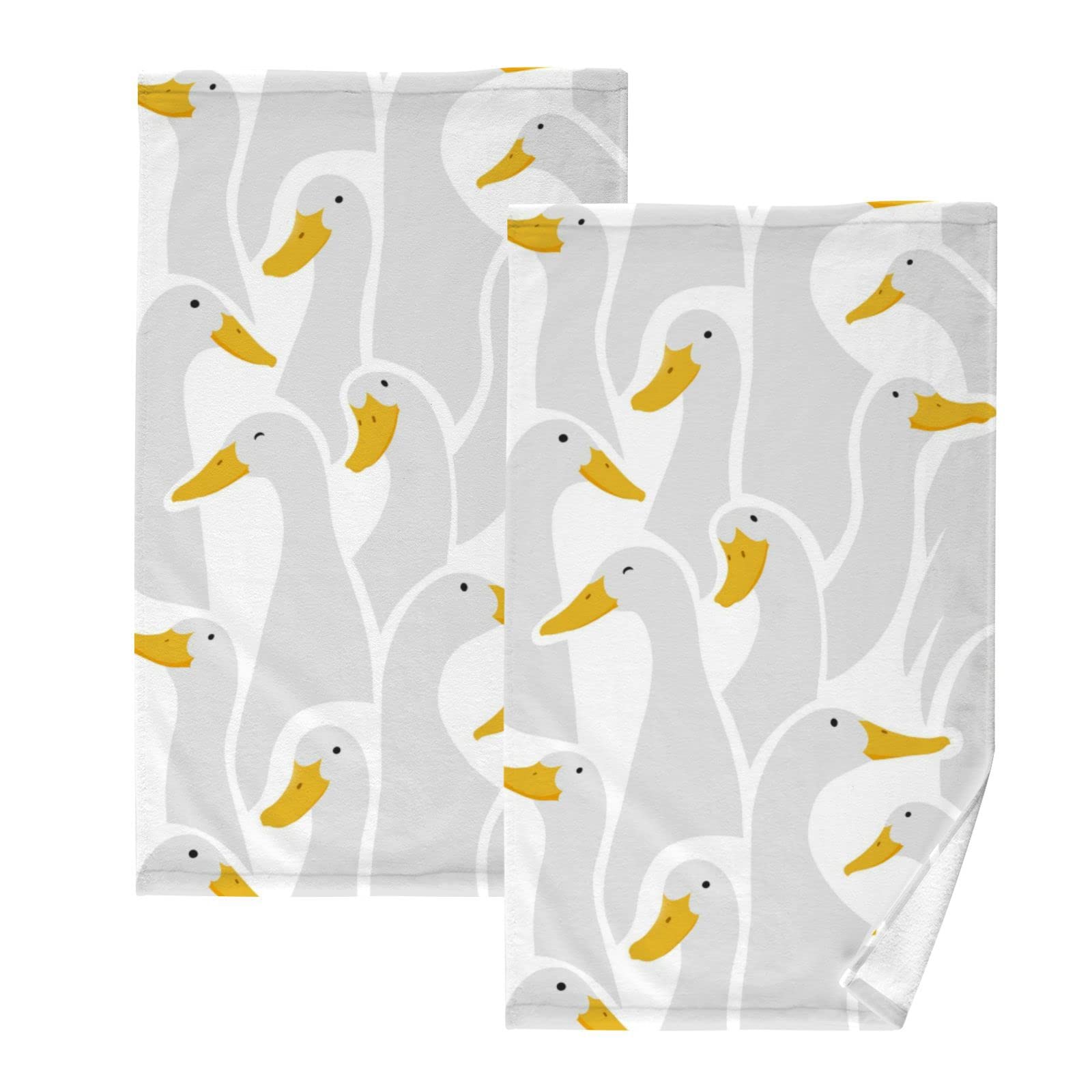 YOUJUNER 2 Piece Cotton Towel Set Cute Ducks Goose Hand Towel Face Towels Bath Towels Washcloths Fingertip Decorative Towels