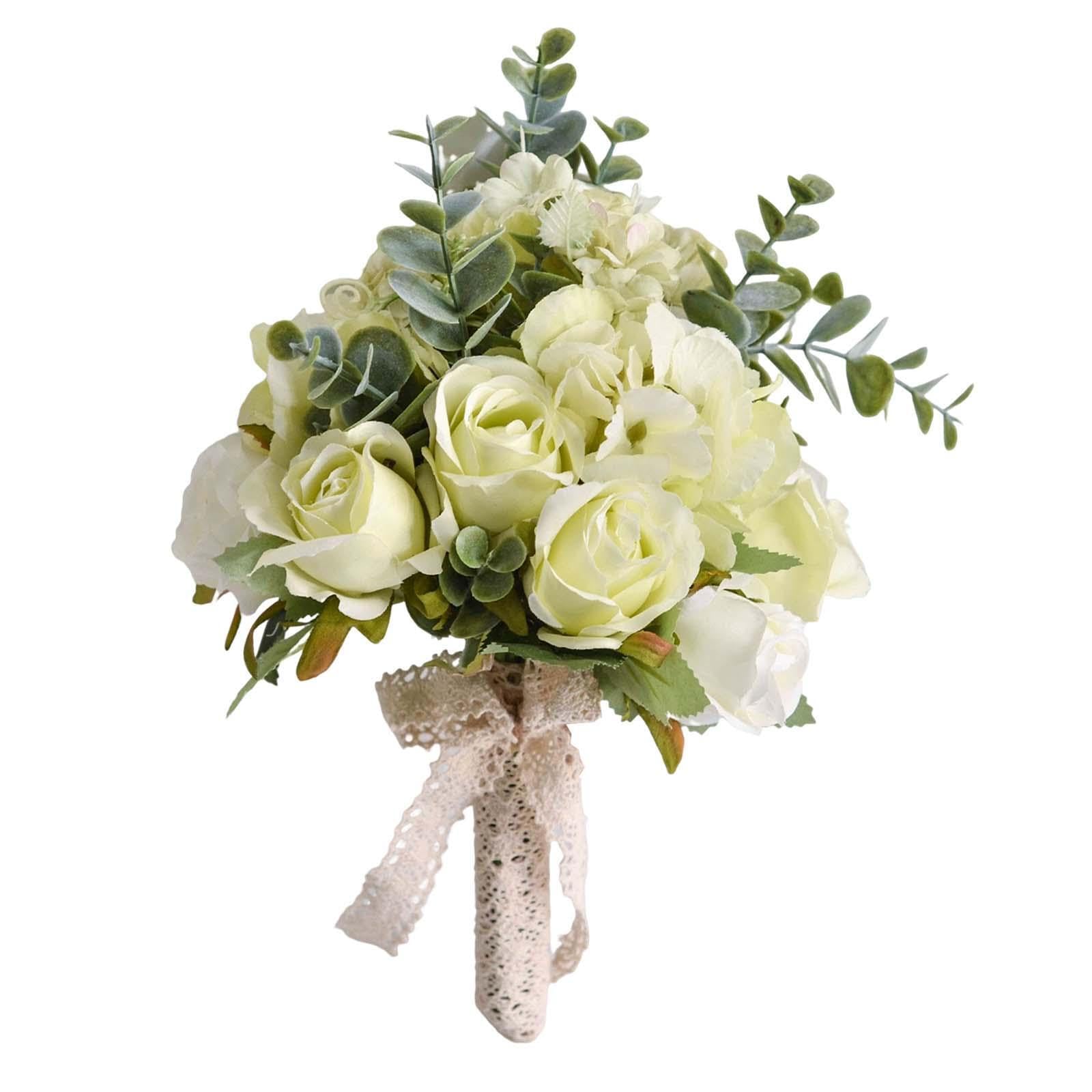 TWISAXC Bridal Bouquet Elegant Wedding Bridal Bouquets Holder Silk Hand Flowers Decorative Arrangement Beautiful Celebrations Wedding Bouquets Holder Artificial Flowers, Style A