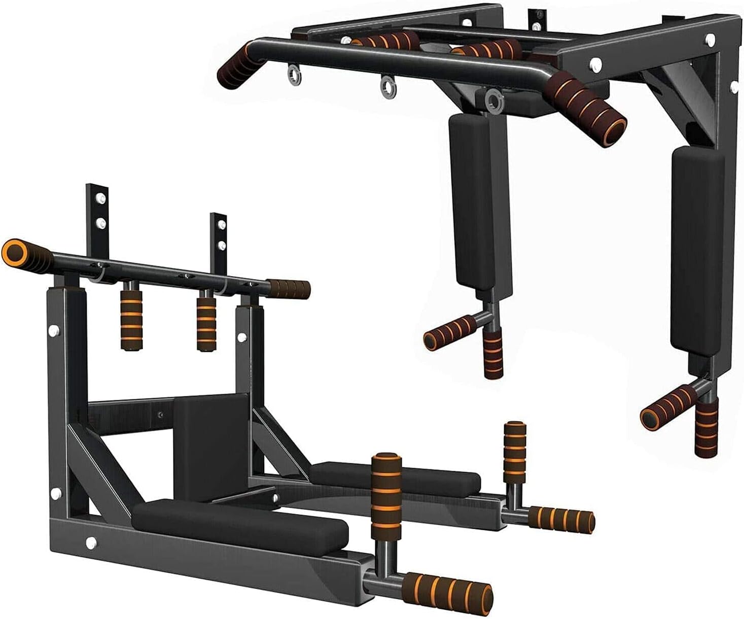 Max Strength - Multifunctional Wall Mounted Horizontal Bar Wall Mounted Pull Up Bar Chin Up，Power Tower Pull Up Dip Station Home Gym Exercise Bar Equipment Power Rack