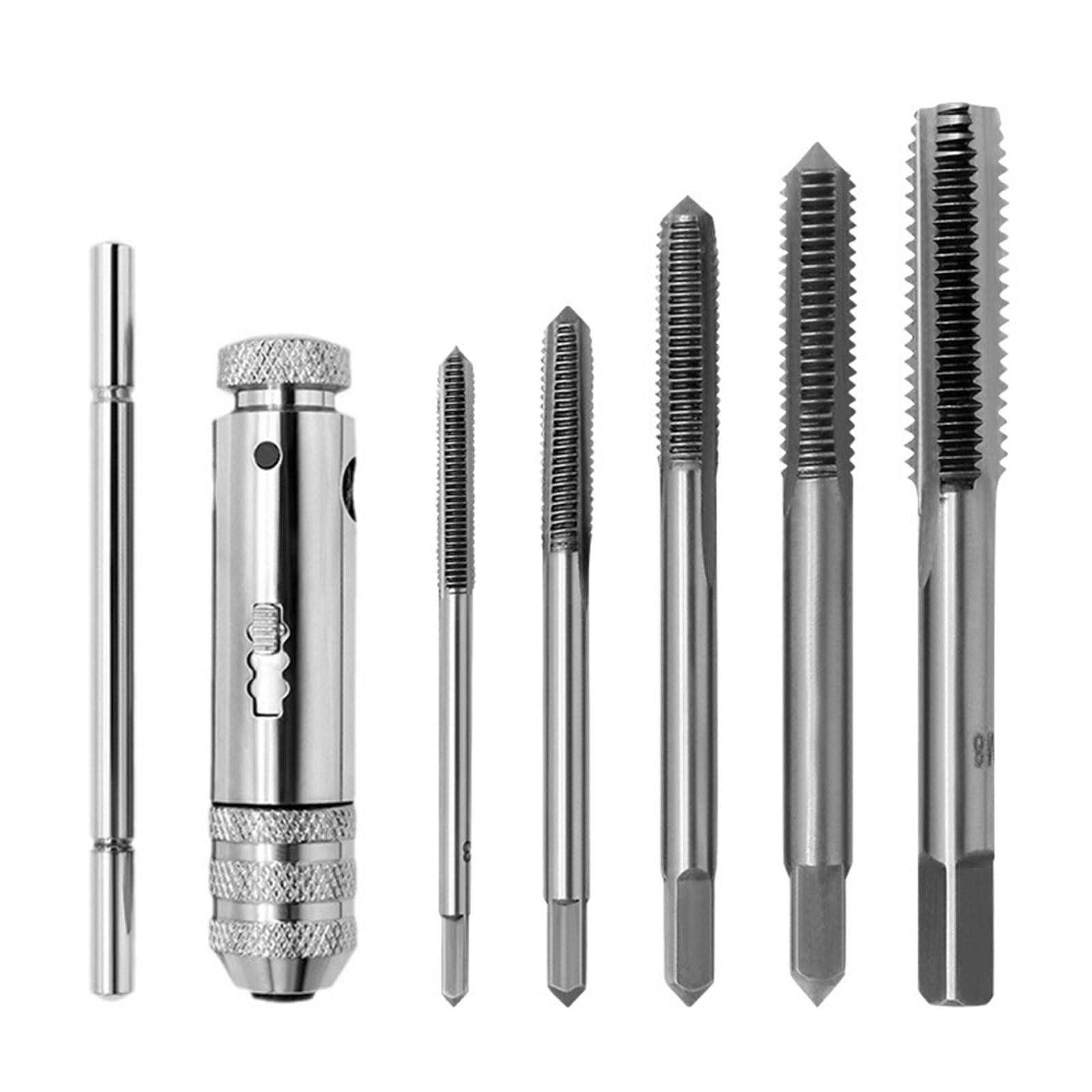 T-Handle Ratcheting Tap Wrench Set Adjustable Ratcheting T Handle Tapping Holder Wrench Reversibly Reamer Hand Threading Thread Tap