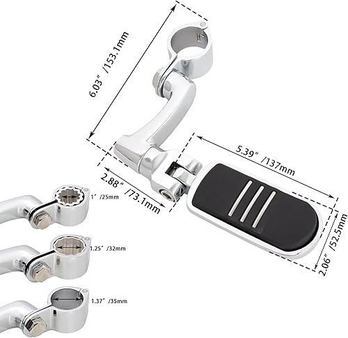 Miniatura 10 de FOVPLUE Estriberas de carretera de 1 pulgada, 1.25 pulgadas, clavija ajustable de carretera para Harley Touring Softail Dyna Sportster Honda