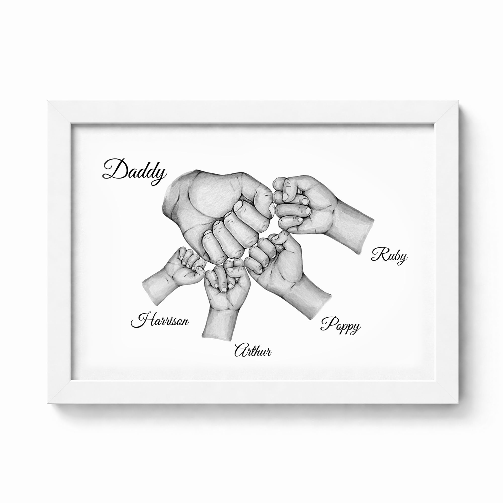 Violet Grace FIST BUMP Personalised Dad Gift Print | Daddy Grandad Birthday Gift | Father's Day Gift from The Kids, Son or Daughter - A5, A4, A3 Prints & Framed
