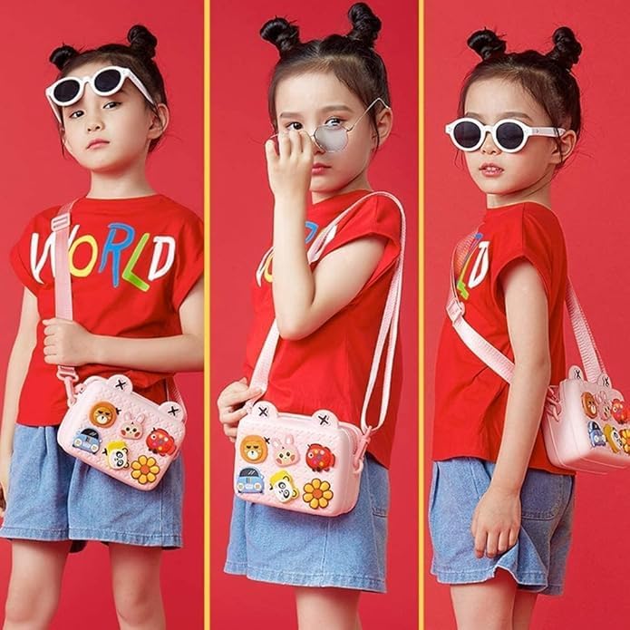 Image of Toy Imagine Cartoon Soft Silicone Crossbody Sling Bag for Girls Birthday Gift for Girls Waterproof Anti Fall Shoulder Purse Handbag Stationery Storage Bag Travel Gift for Children Students Girls