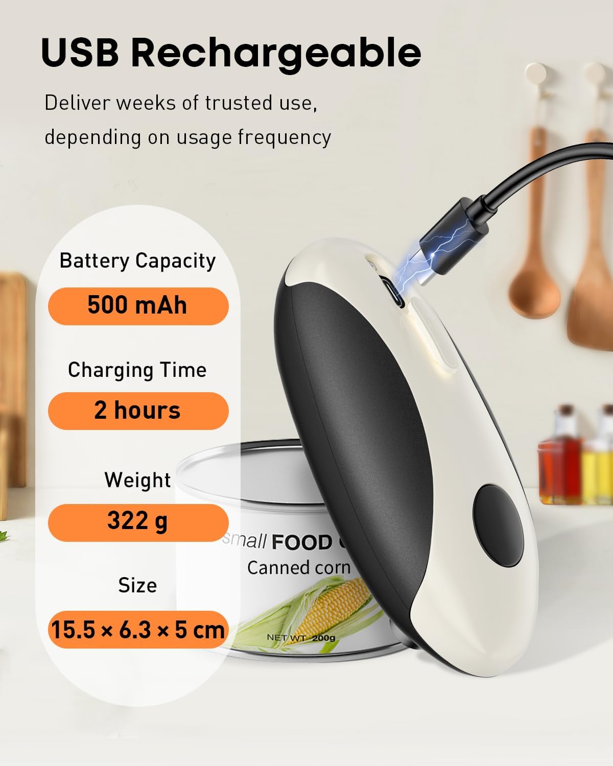 Pawfly Ouvre-Boîte Électrique Rechargeable avec Porte-Couvercle Magnétique, Ouvre-Boîte Automatique sans Fil One-Touch pour Mains Arthritiques, Utilisation Mains Libres, Ouvre-Boîte à Bords Lisses
