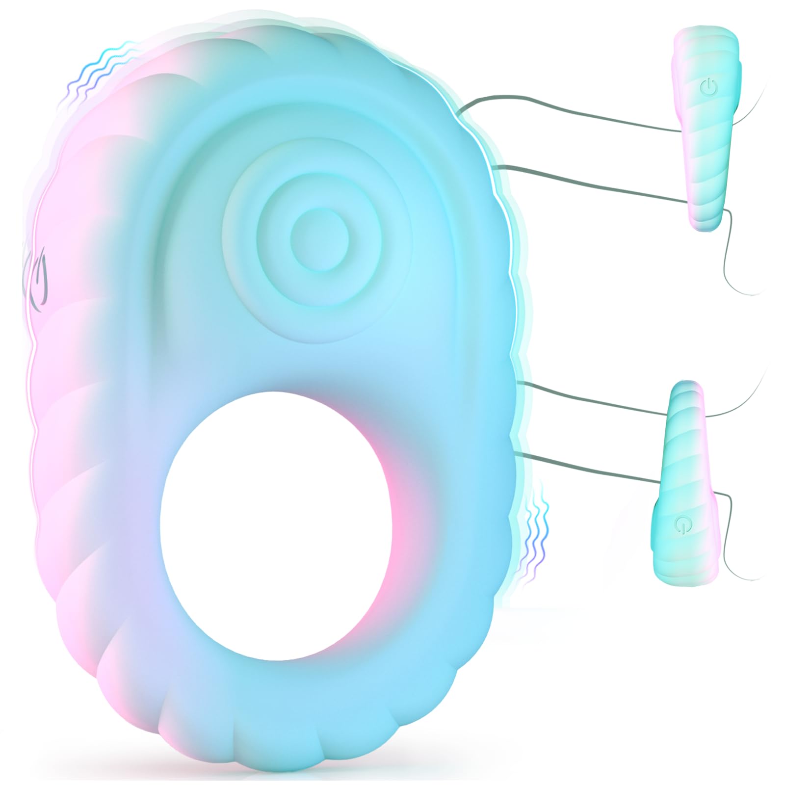 Liquid Silicone Soft Vibrating Cock Ring with Clitoral Stimulator Pleasure Penis Ring Vibrator with Penetration Buffer Rings Set