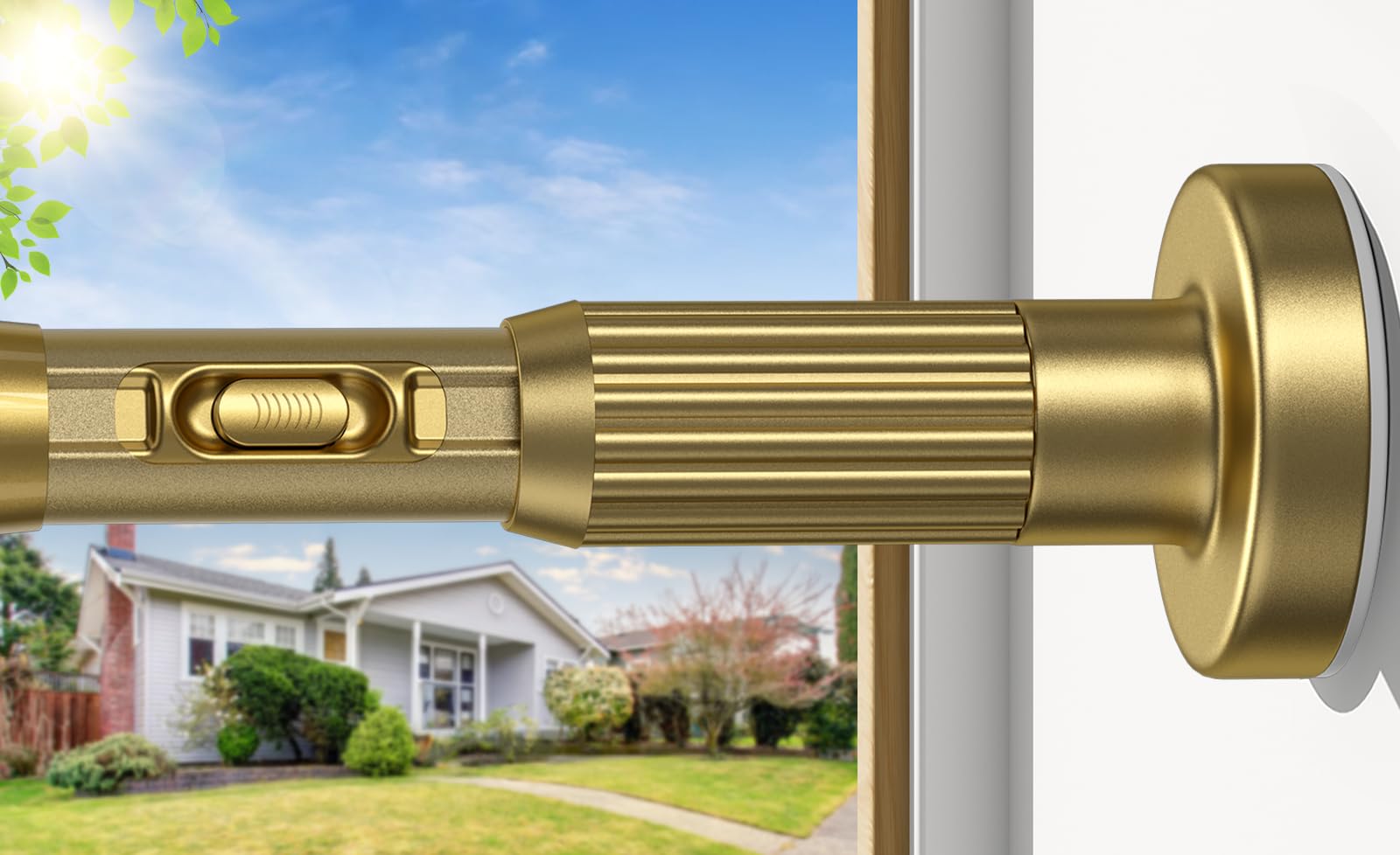 AIZESI 41-165 Inch Heavy Duty Gold Tension Curtain Rod - No Drilling, Adjustable, Rust-Proof for Outdoor, Living Room, Bathroom