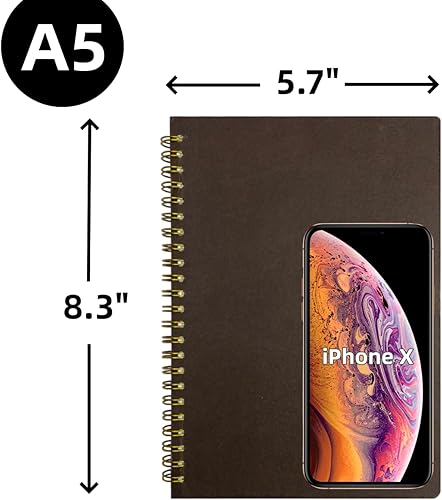 Miniatura 8 de AOU Paquete de 3 cuadernos de papel cuadriculado en espiral, 8.3 x 5.7 pulgadas, 480 páginas de papel grueso de 3.53 ozm, cuadernos de cuadrícula A5