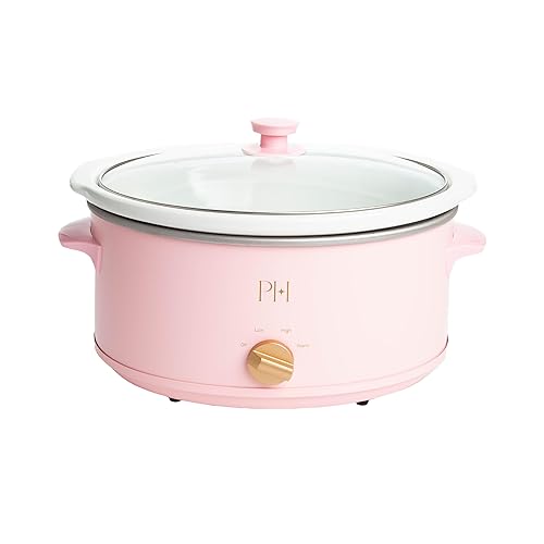 Paris Hilton 6-Quart Manual Slow Cooker, Features Three Settings (Low, High, Warm), Naturally Nonstick and Dishwasher Safe Stoneware Insert, Family Sized Capacity, Pink - 6 Quarts - Pink