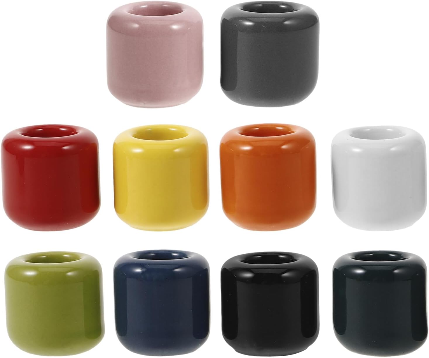 10pcs Ceramic Candle Holder Set Mini Decorative Chime Candle Holders Small Party Candlestick for Meditation and Home Décor Style