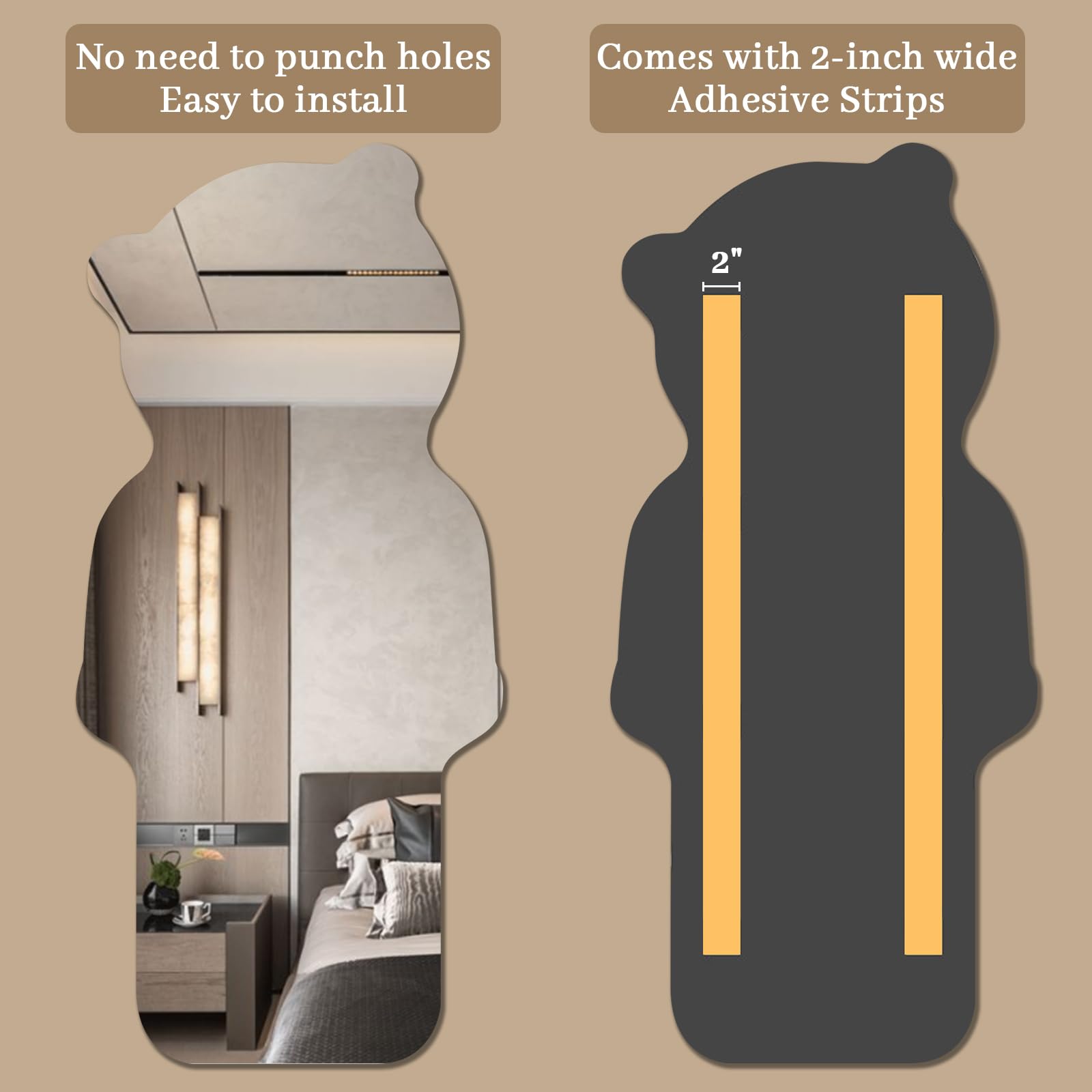 OPONEB Acrylic Full Body Mirror | Clear Reflective, Self-Adhesive, Easy to Install, Kid-Safe, Frameless, Unbreakable, Flexible Material, Lightweight (47