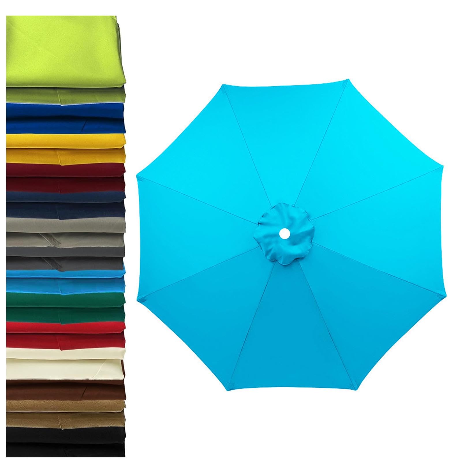 Blgvgklpnt Light Blue 2M-3.5M Replacement Parasol Canopy 6 Ribs/8 Ribs Parasol Replacement Canopy, Upf 50+ Garden Parasol Replacement Canopy, Garden Umbrella Replacement Cover (,8Ribs:3.0m/9.8Ft)