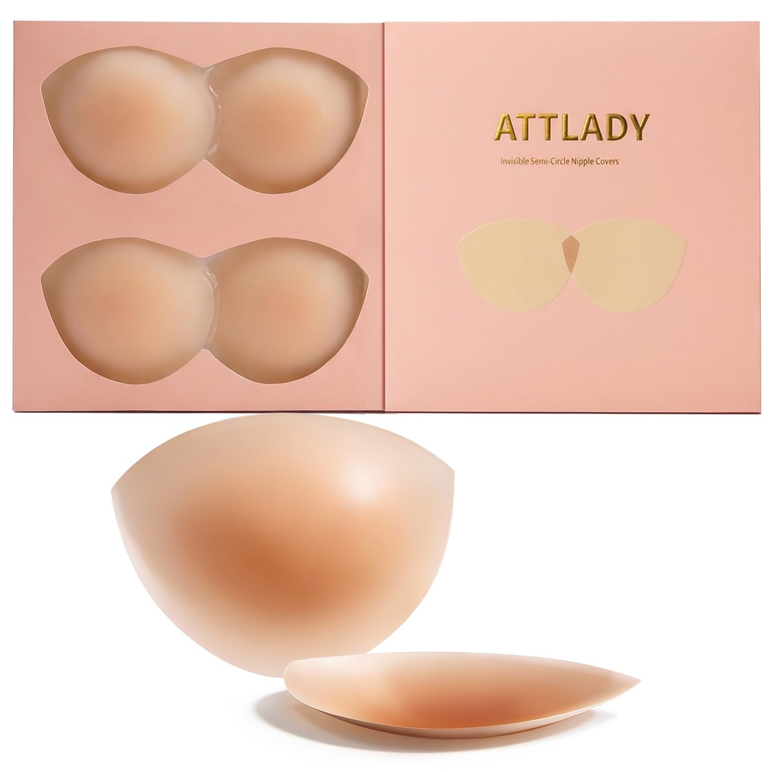 Nipple Covers for Women 4 Pairs Sticky Semi-Circle Silicone Pasties No Show