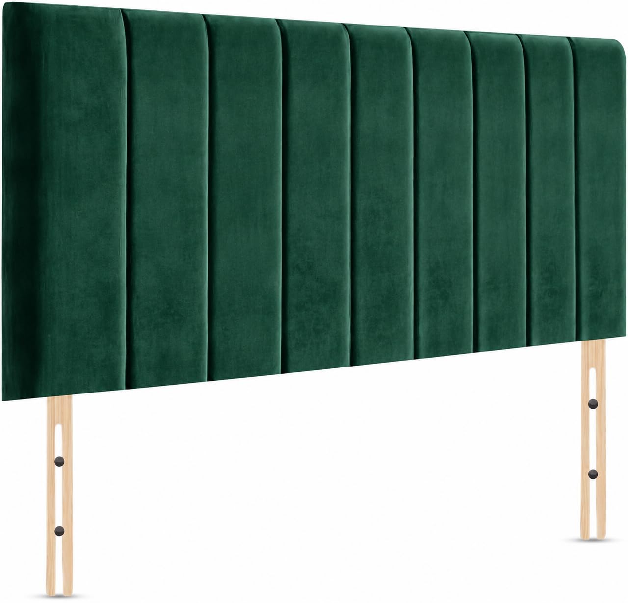 Elixir Portland Divan Bed Headboard |Elegant Plush Velvet Fabric Headboards for 4ft6 Double size Bed | Green colour with wooden material Stylish headboards for beds (Green, 4ft6 Double Height-20inch)