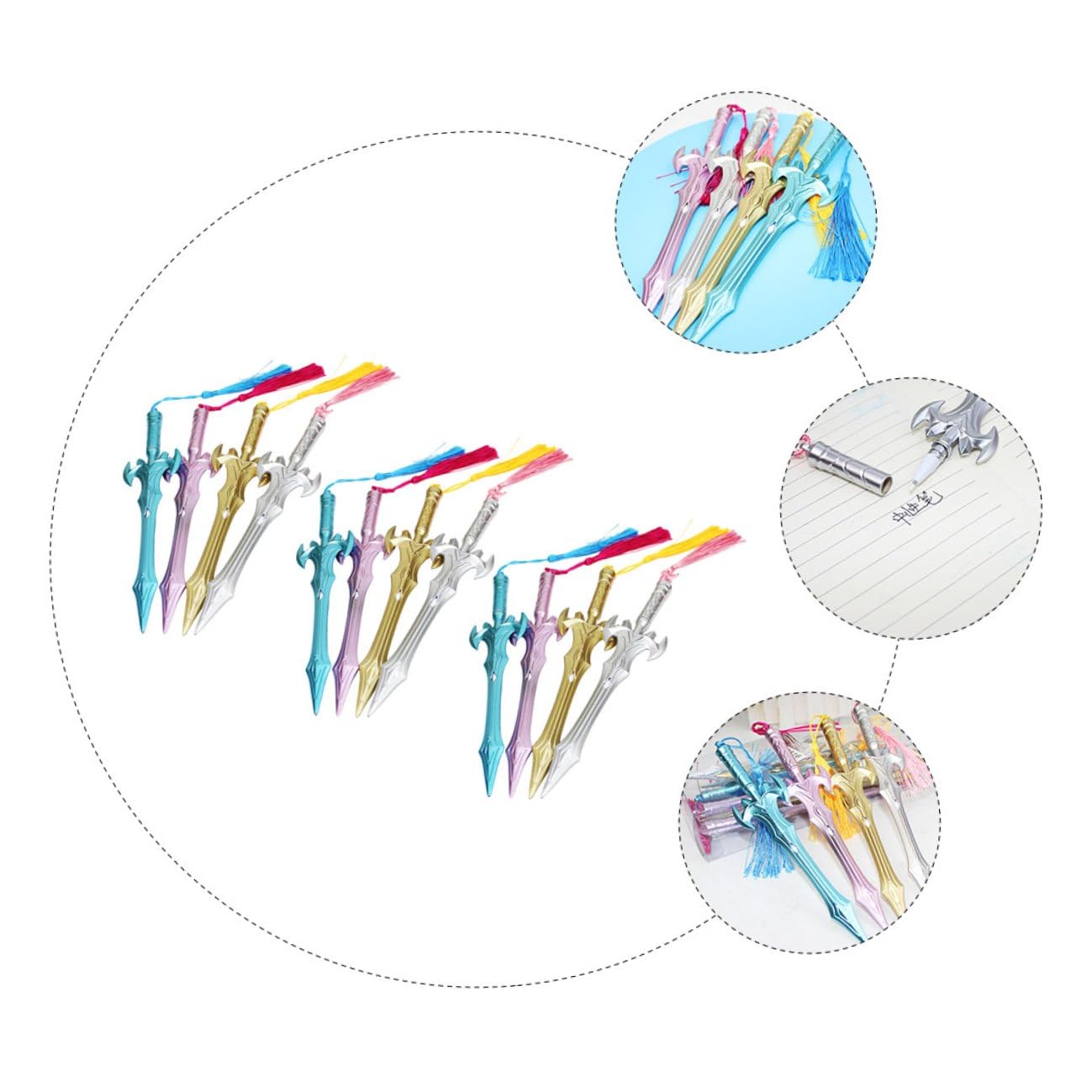 Housoutil 36 Pièces Lot de Stylos Gel Original avec Pendentif Tassel Stylos Gel pour Étudiants Compact pour Bureau et
