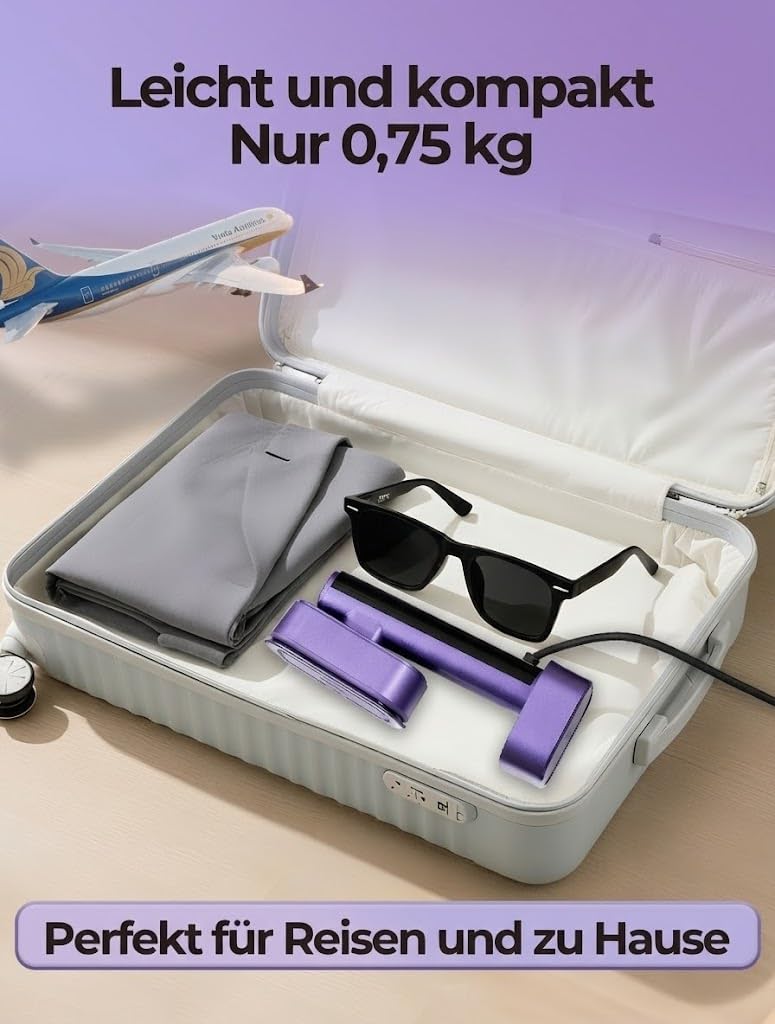Steamer Dampfglätter, 1300W tragbares Dampfbügeleisen, 2-in-1 Handbügeleisen, 15s Schnellaufheizung, 190ml Wassertank, 6 Modi (5 Dampf+1 Trocken), mit LED-Display, für Zuhause, Reise & Urlaub