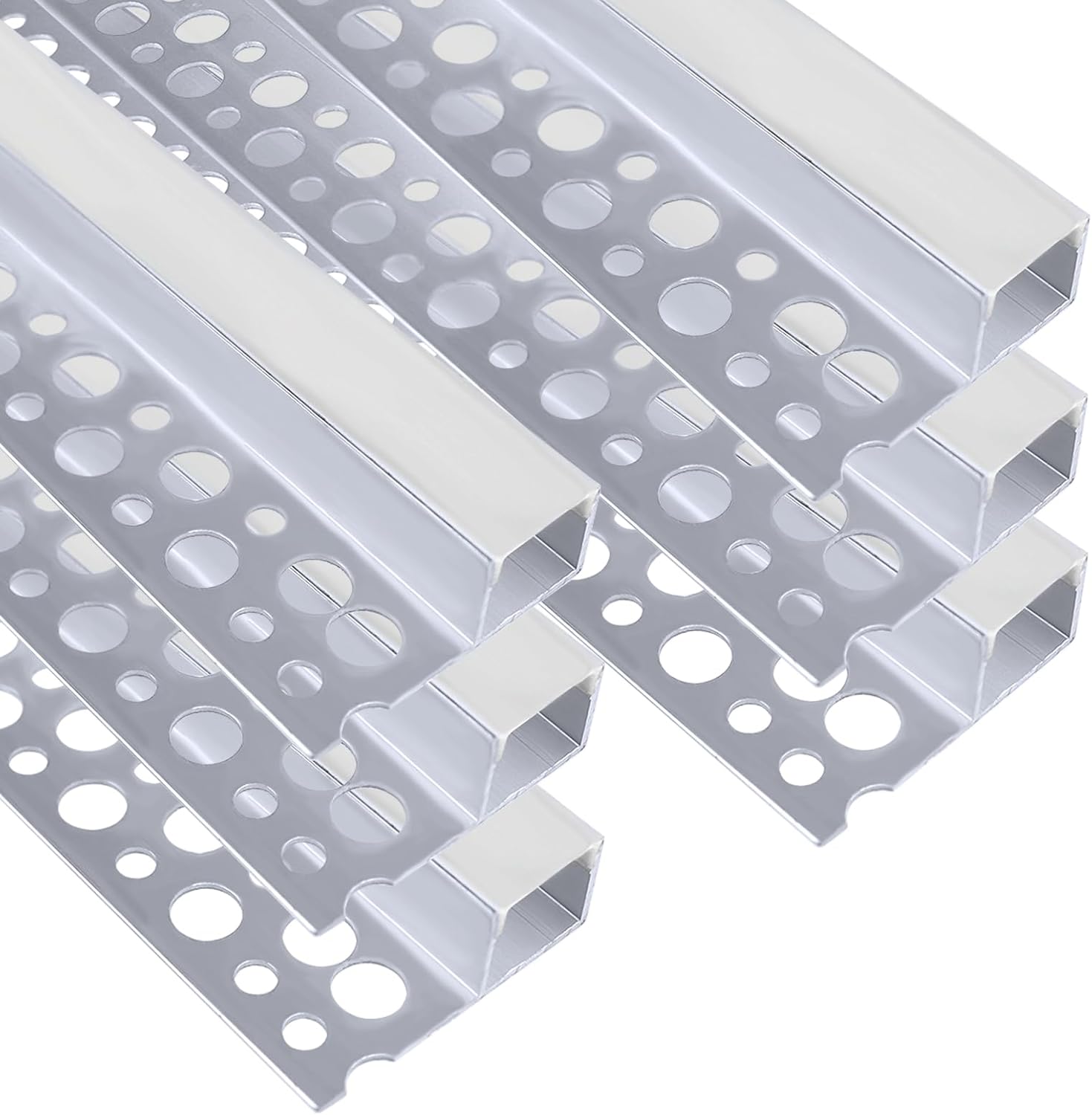 inShareplus Plaster-in LED Channel, 3.3ft/1M 6Pack LED Aluminium Channel with Milky Diffuser, Trimless Recessed Single-Sided Aluminum Profile LED Strip Diffuser for Under Cabinet and Corners of Wall single-edge-6-pack (recessed)