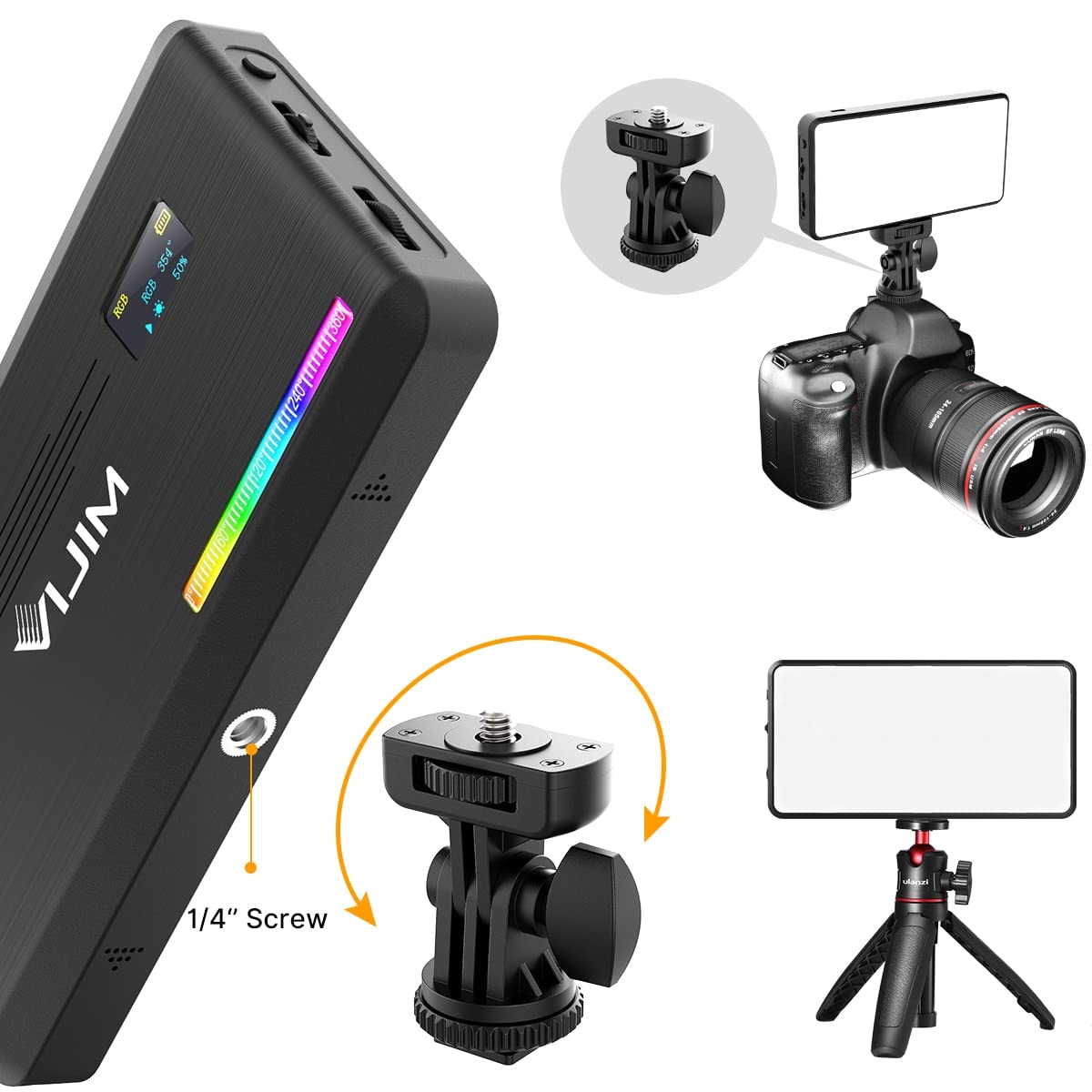 Ulanzi VIJIM VL196 - Lampada LED RGB multicolore per fotocamera e smartphone, con temperatura colore regolabile (RGB + 2500 K-9000 K) e batteria da 3000 mAh per Vlog Studio Streaming