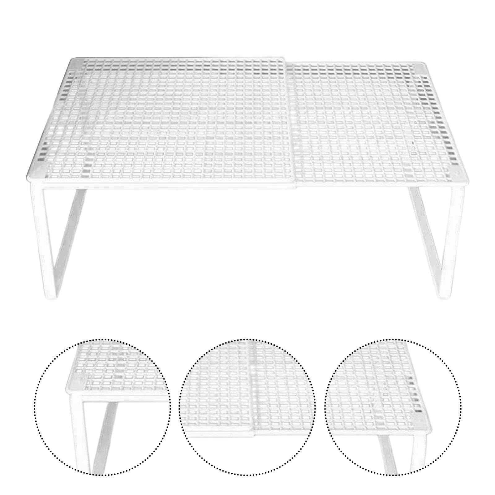 Étagère de Rangement Extensible, Organiseur d'armoire en Métal, Étagère de Placard Extensible, Support de Rangement Réglable pour Bureau, Cuisine, Garde-Manger, Blanc 38 à 62 Cm