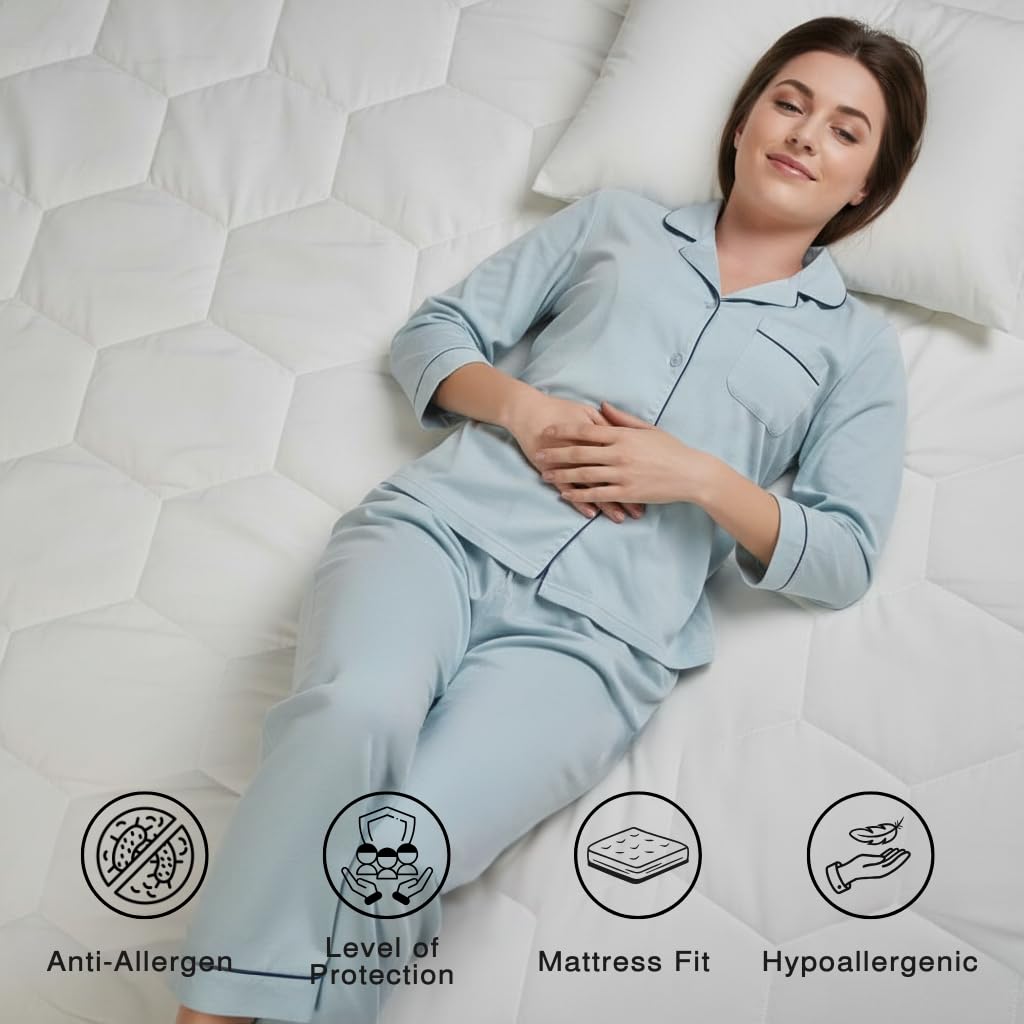 ELITLUX Coprimaterasso trapuntato super king (183 x 200 cm) - Coprimaterasso morbido, traspirante e lavabile in lavatrice, con bordo extra profondo da 30 cm