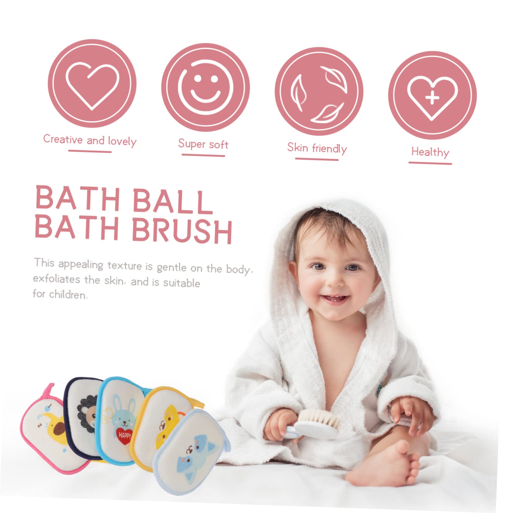 Housoutil 20 Piezas Esponja de baño con bola de baño toalla niño toalla infantil esponja exfoliante bath towels toallas del baño Malla esponja vegetal toalla de baño Depurador bebé poliéster