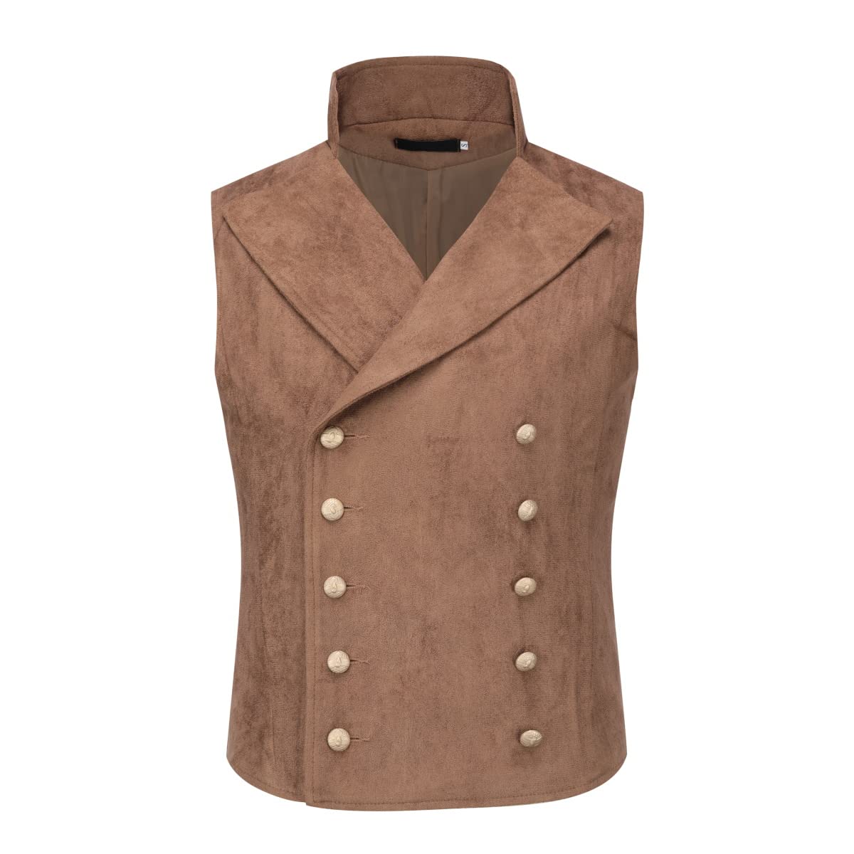YFFUSHI Gilet in Pelle Scamosciata da Abito per Uomo Doppiopetto Gotico Steampunk Gilet in Velluto da Uomo Cowboy Giacca Senza Maniche