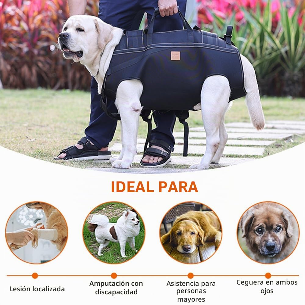 Mochila transportadora para perros grandes de cuerpo completo con asa, arneses de elevación para perros con reflectante para perros ancianos discapacitados