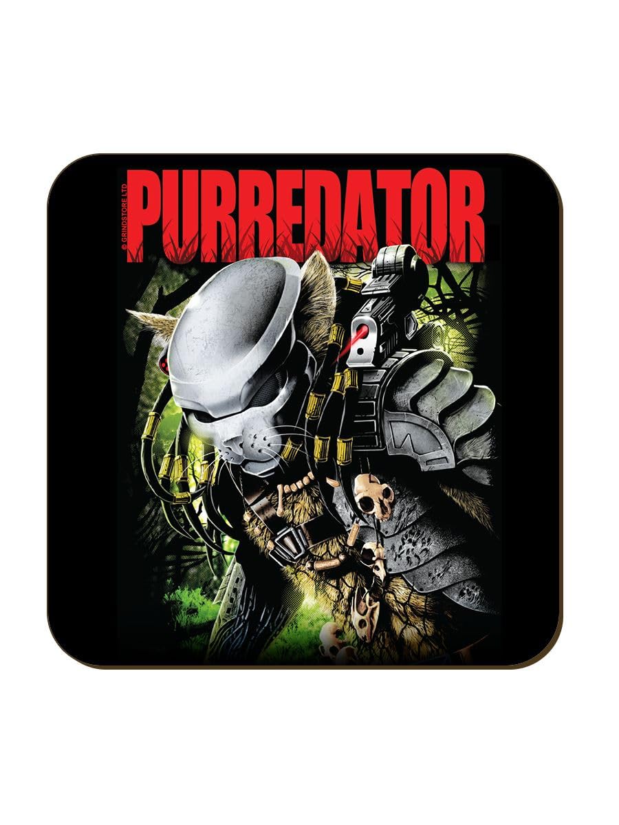 Grindstore Multicolour Horror Cats Purredator Square Drink Coaster