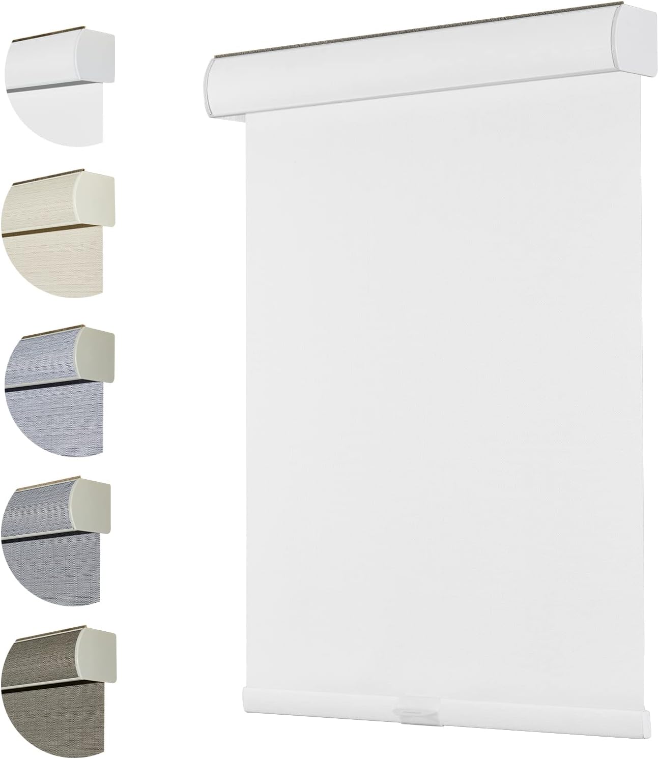 Persilux Free-Stop Cordless Window Blinds 100% Blackout Roller Shades with Textured Fabric (White, 27"W x 72"H) UV Protection Thermal Insulated Roller Blinds for Windows Shades for Home, Bedroom, Door 27"W x 72"H (Ready Made) White (Blackout)