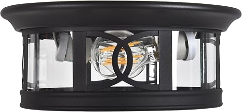Miniatura 7 de Design House 589002-BLK Summit - Lámpara de techo regulable tradicional para exteriores e interiores con vidrio transparente para porche, entrada,
