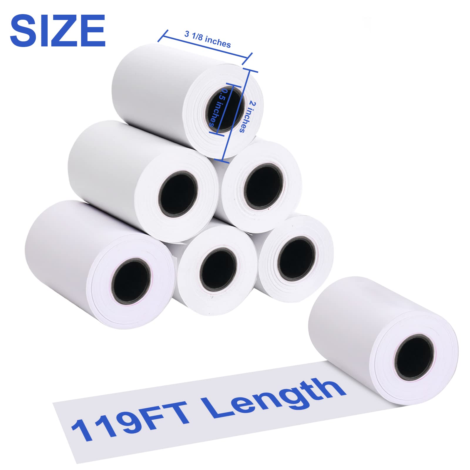 SJPACK Papel térmico de 3 1/8 x 120 pies, papel para recibos, 50 rollos de rollo de caja registradora TM-T88 T-20 T-90 SRP-350 370