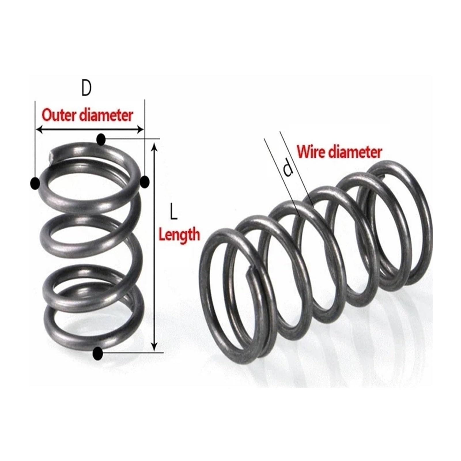 Aqxyrty Draaddiameter 0,7 mm 304 roestvrij staal Micro kleine drukveer OD 4/5/6/7/8/9/10/12 mm Lengte 5 mm-200 mm (Size : 200mm-3pcs, Color : 10MM_0. 7MM